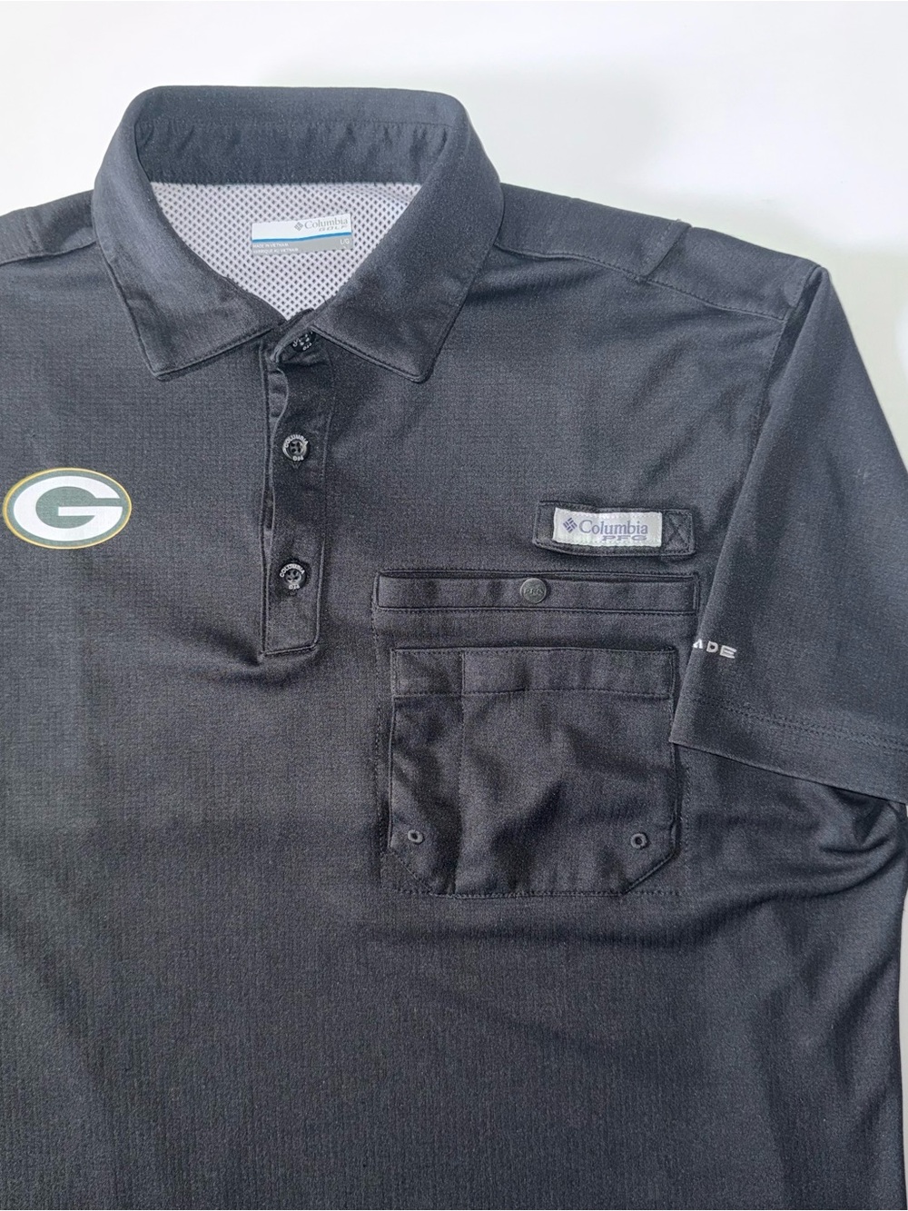 Columbia PFG Green Bay Packers Polo Men’s L Black Golf Fishing
